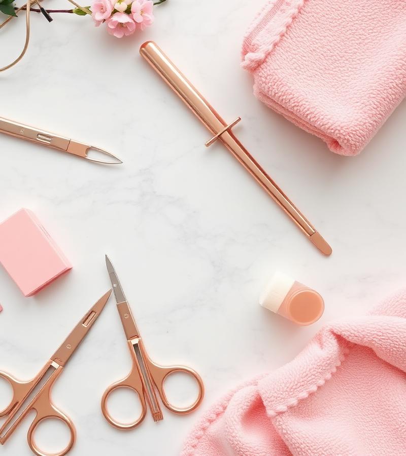 Manicure tools on marble
